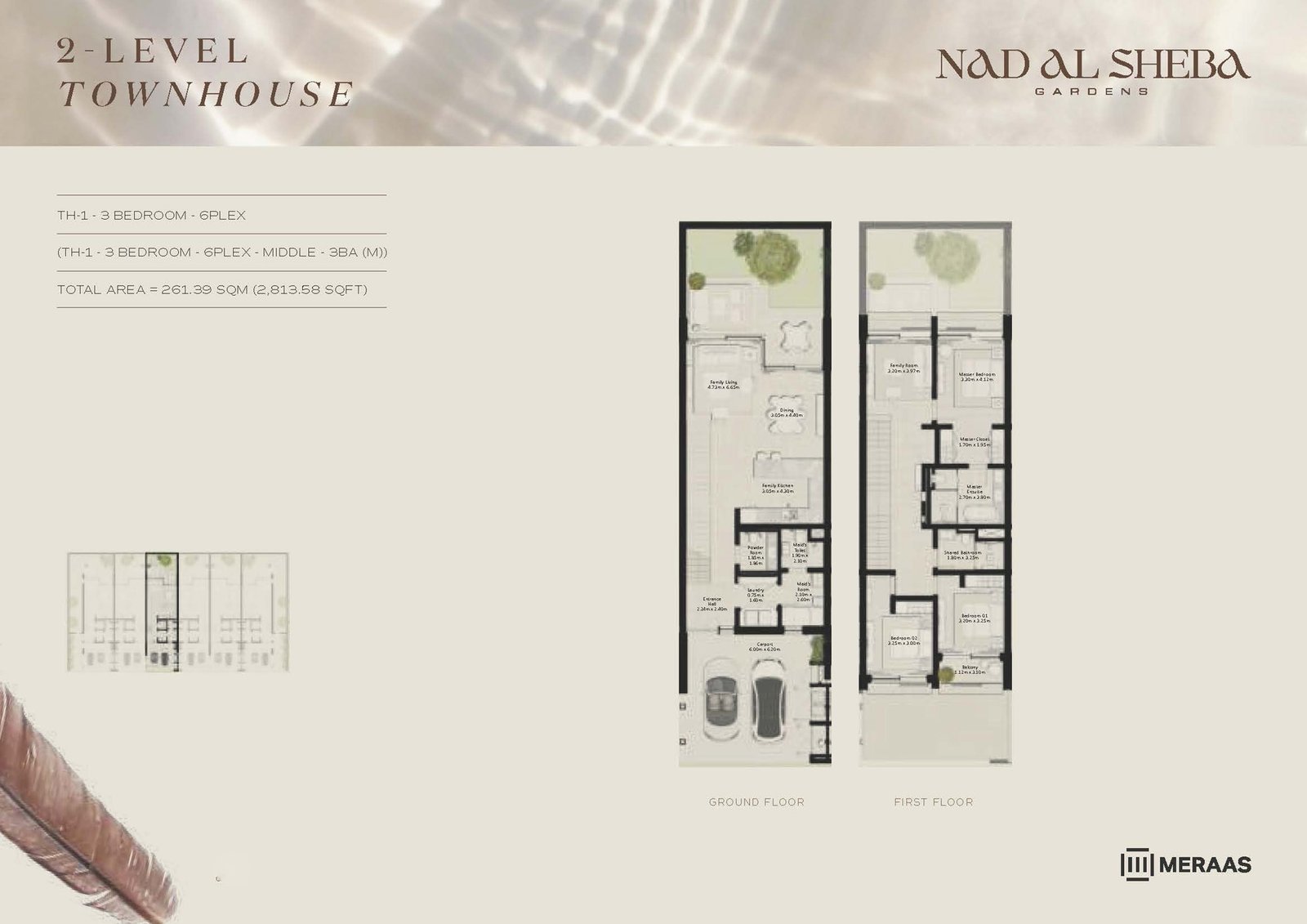 3 Bedrooms + Maid floor plan