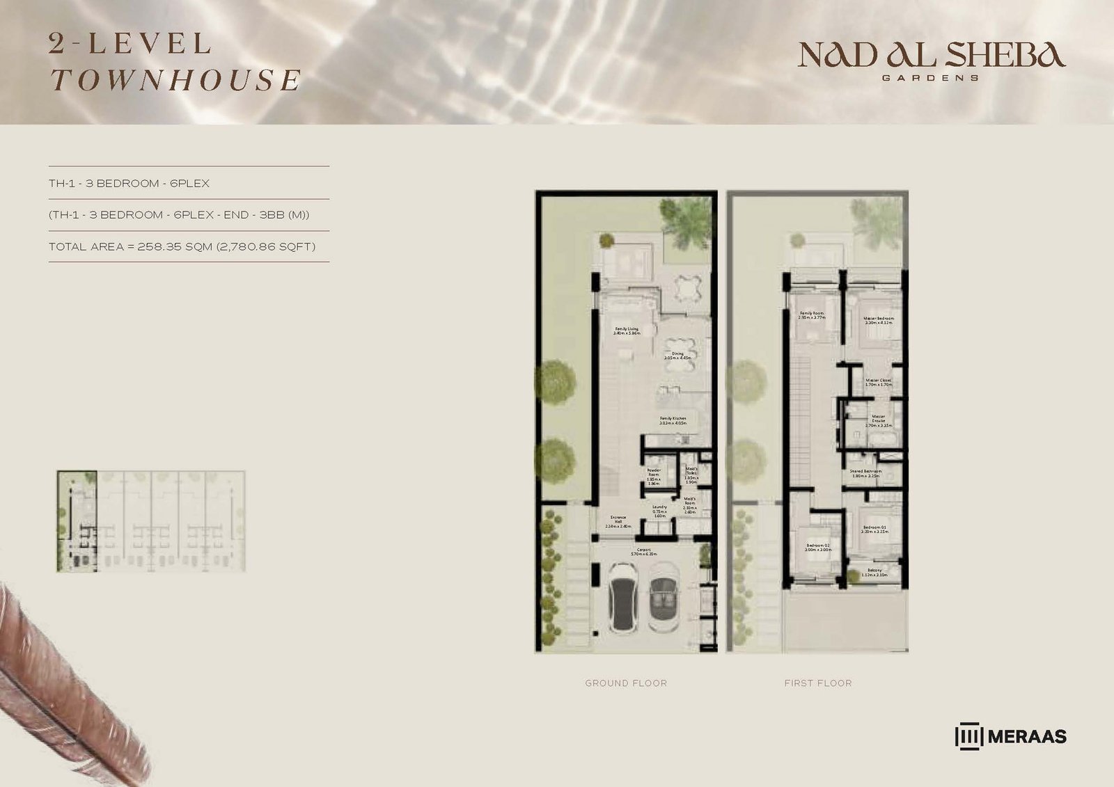 3 Bedrooms + Maid floor plan
