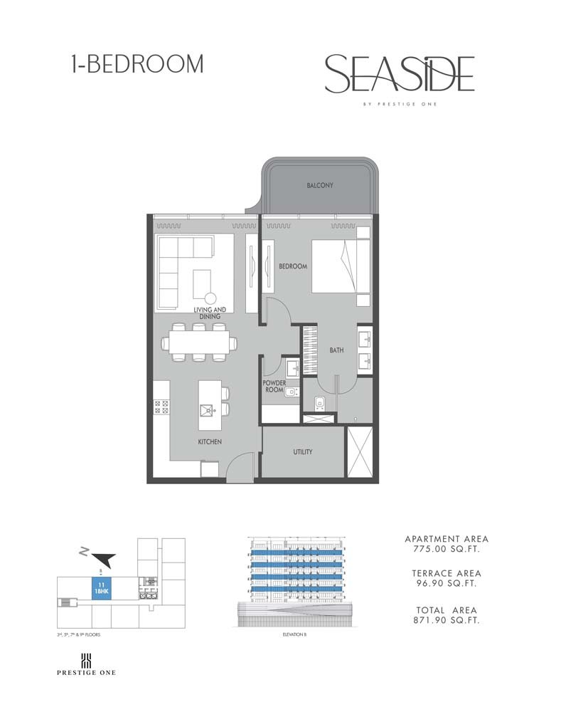 1 Bedroom floor plan