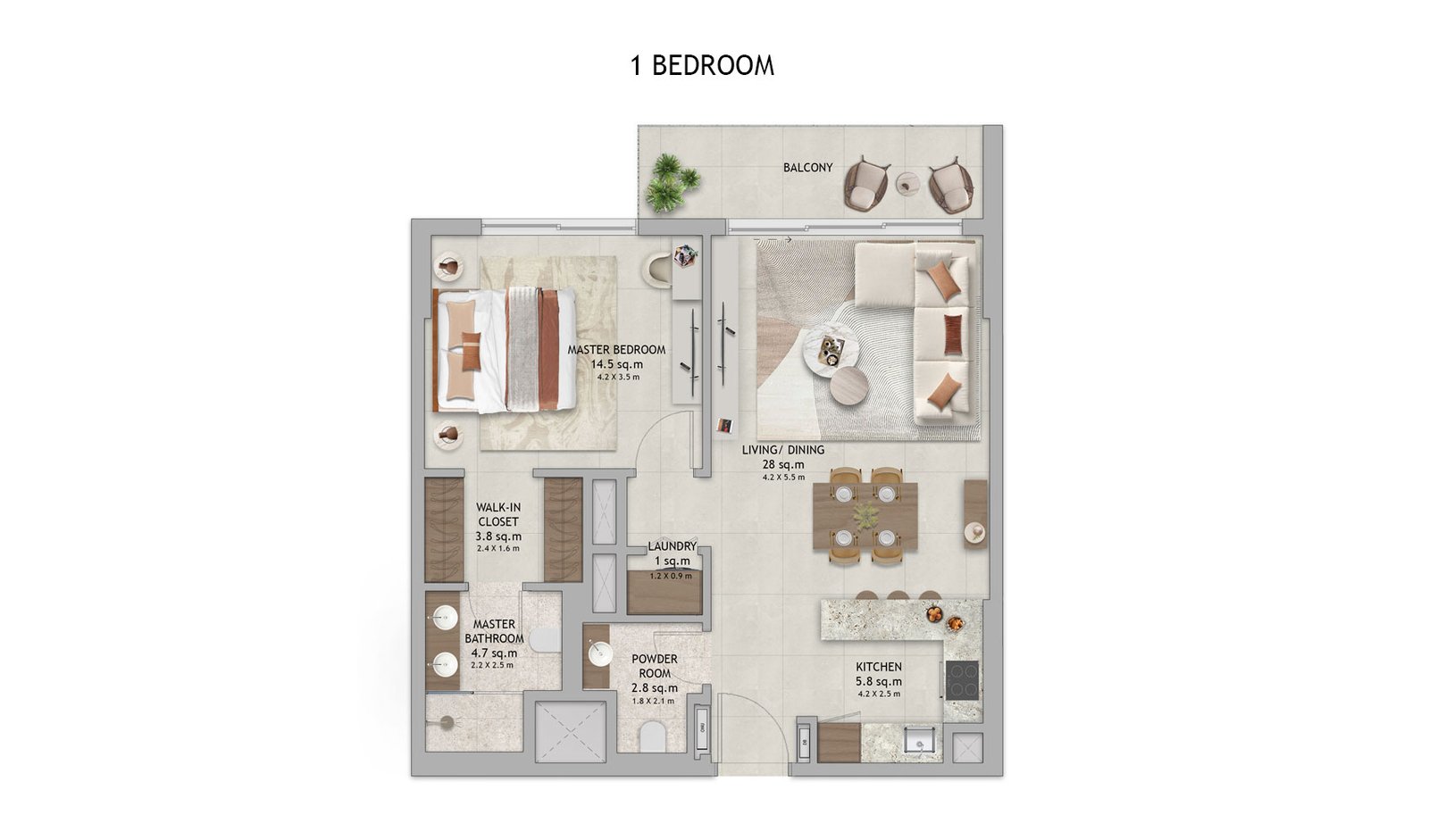1 Bedroom floor plan