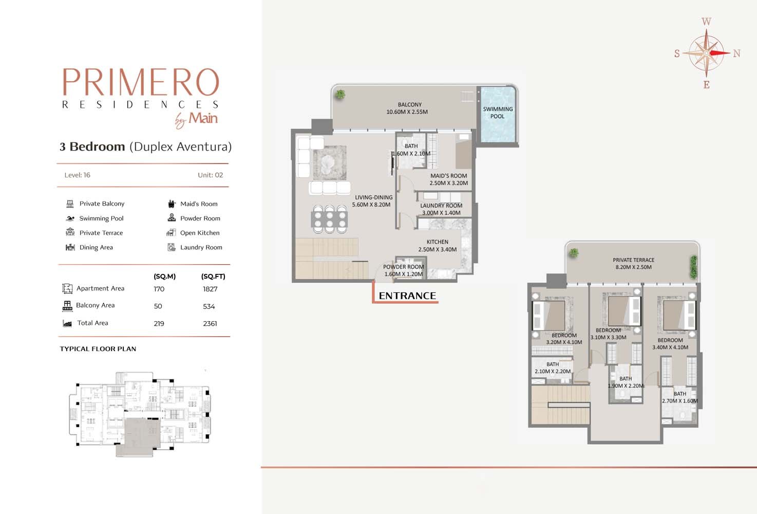 3 Bedrooms + Maid floor plan