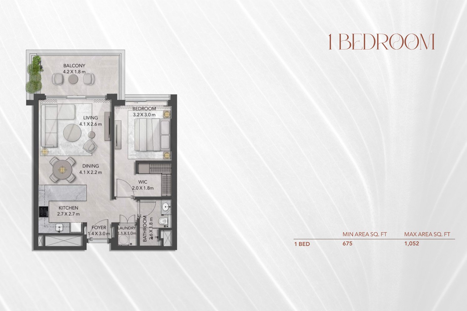 Ghaf Woods by Majid Al Futtaim 1 Bedroom 1 Bedroom floor plan