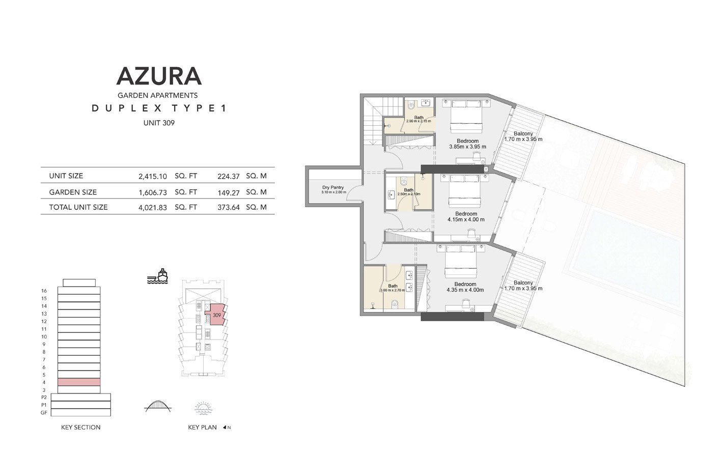 3 Bedrooms + Maid floor plan