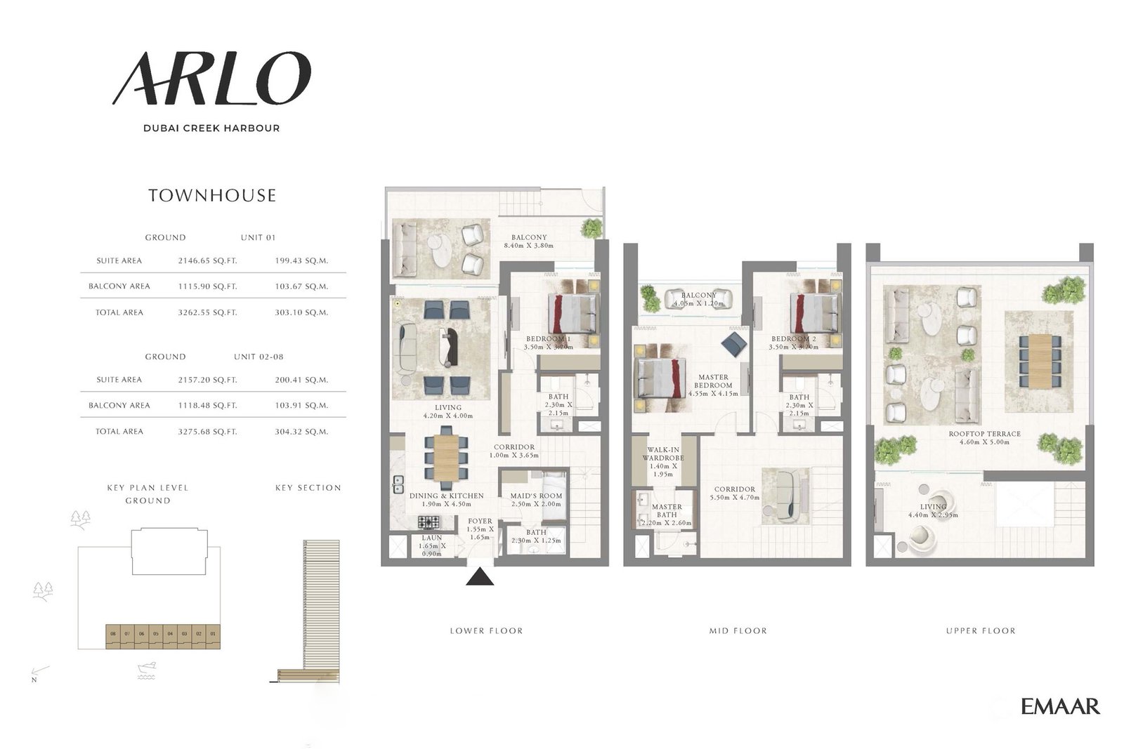 3 Bedrooms + Maid floor plan