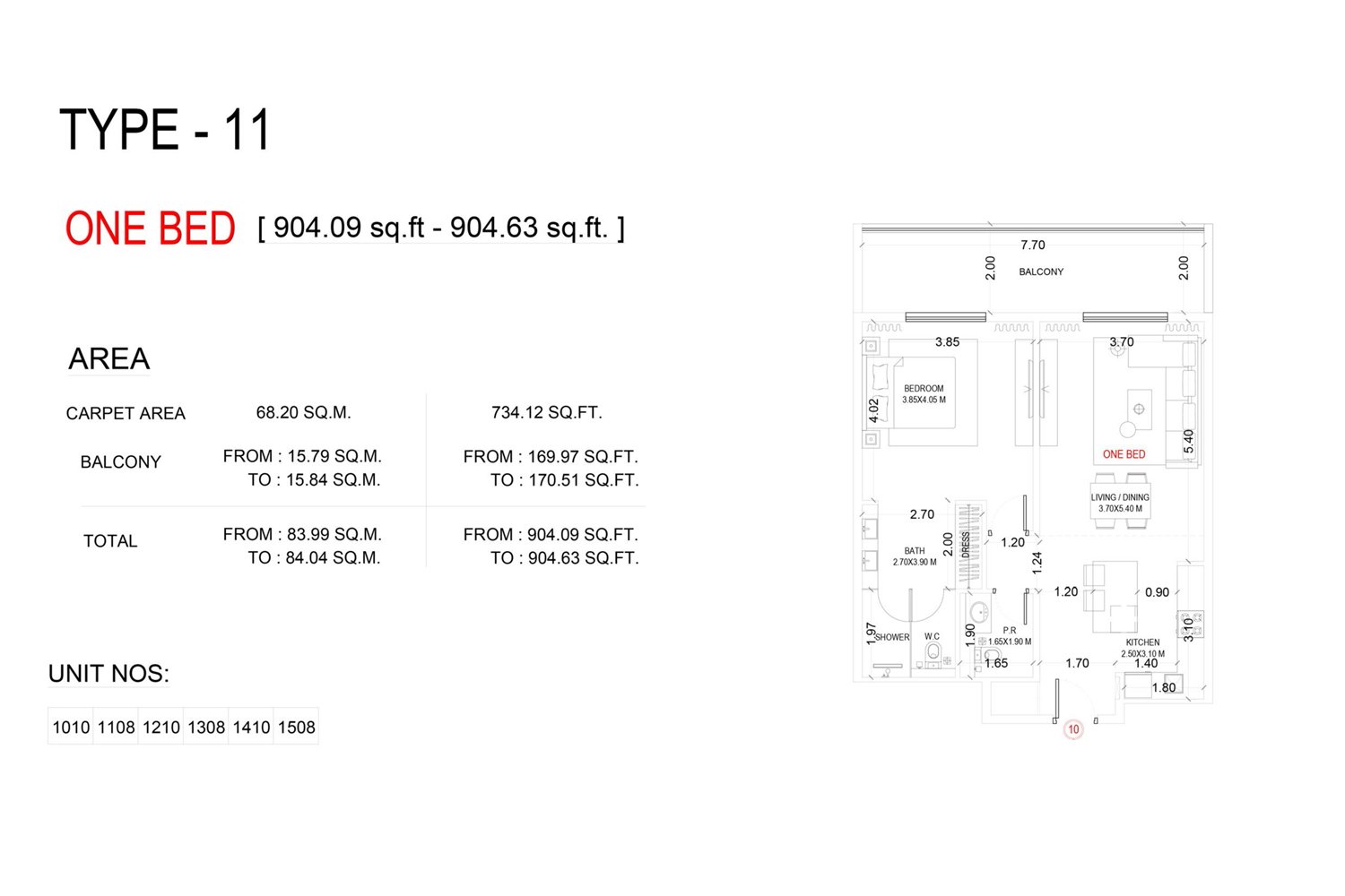 1 Bedroom floor plan