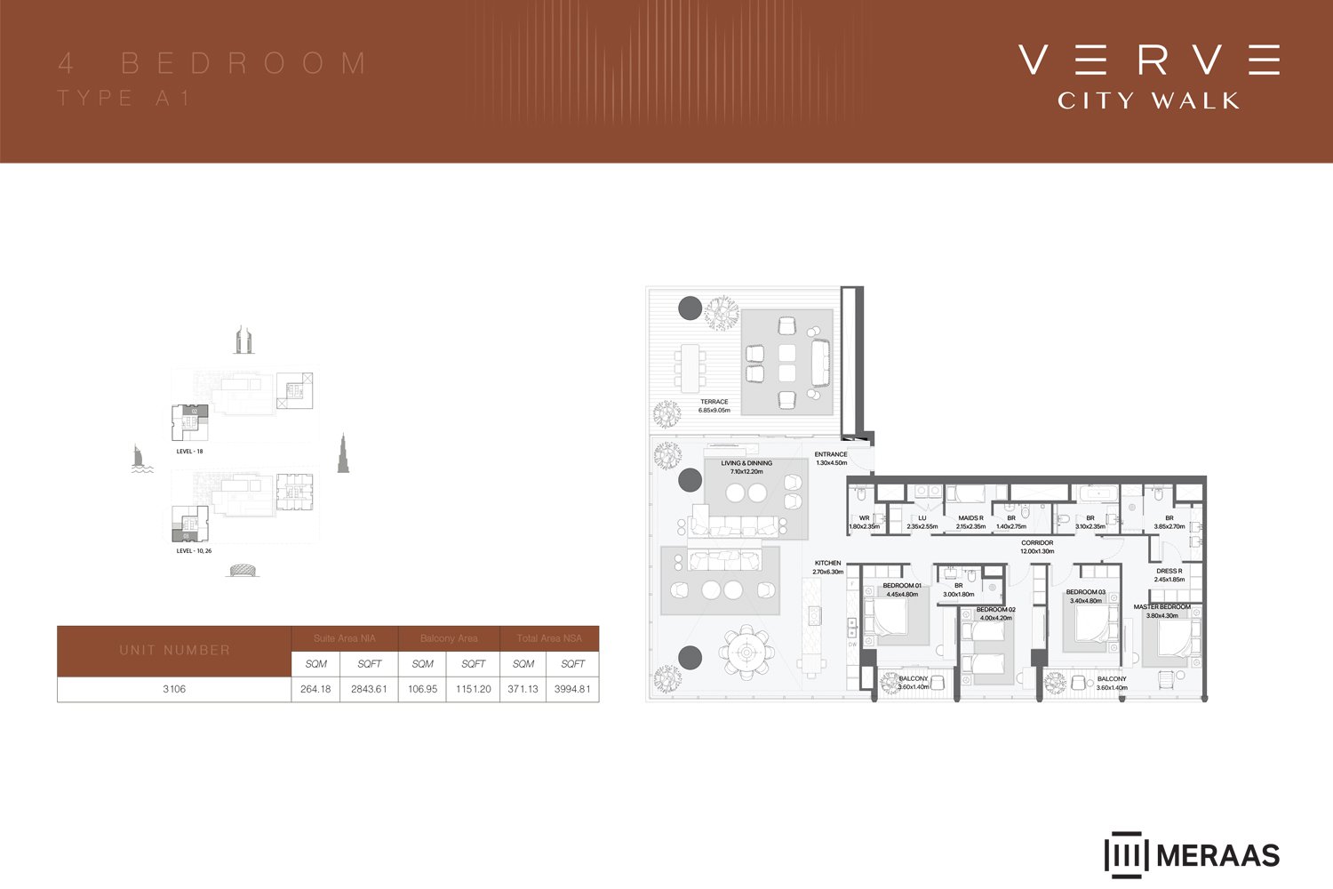 4 Bedrooms + Maid floor plan