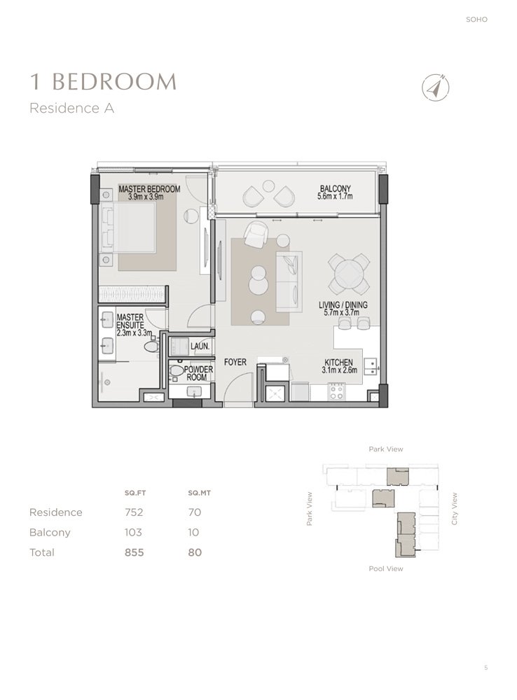 1 Bedroom floor plan