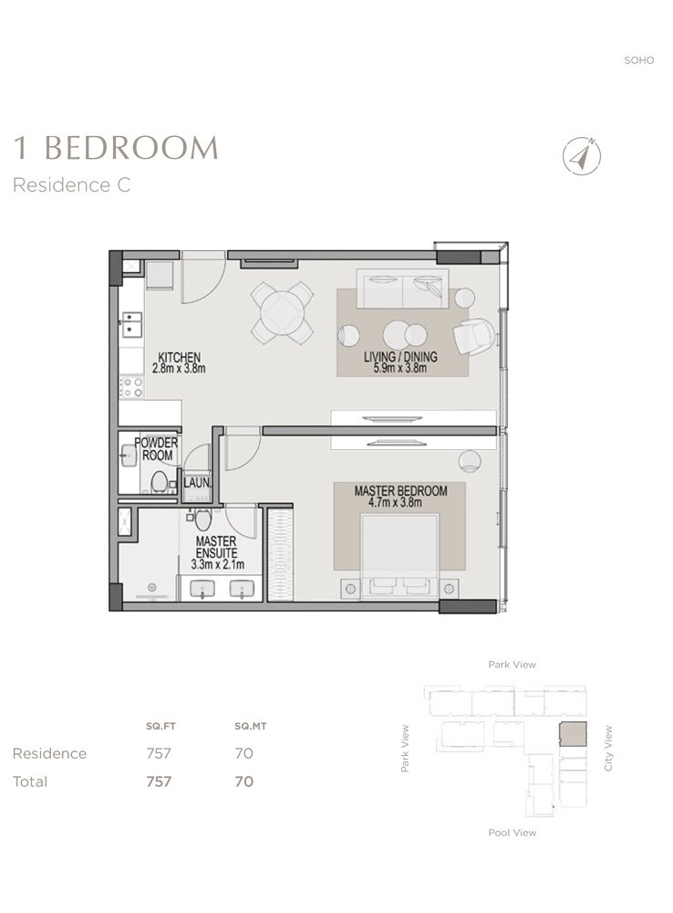 1 Bedroom floor plan