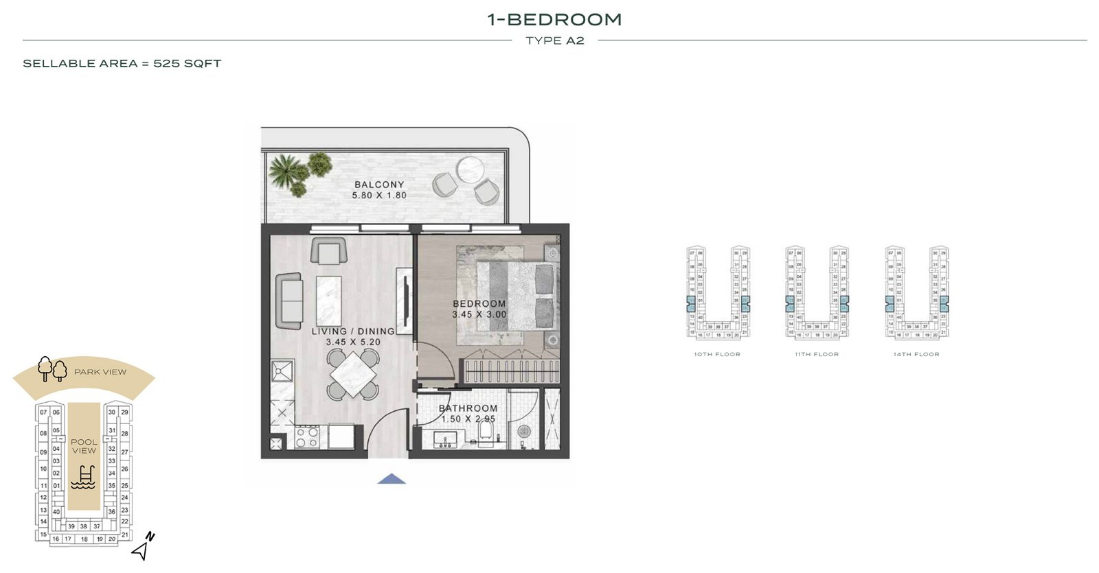 1 Bedroom floor plan