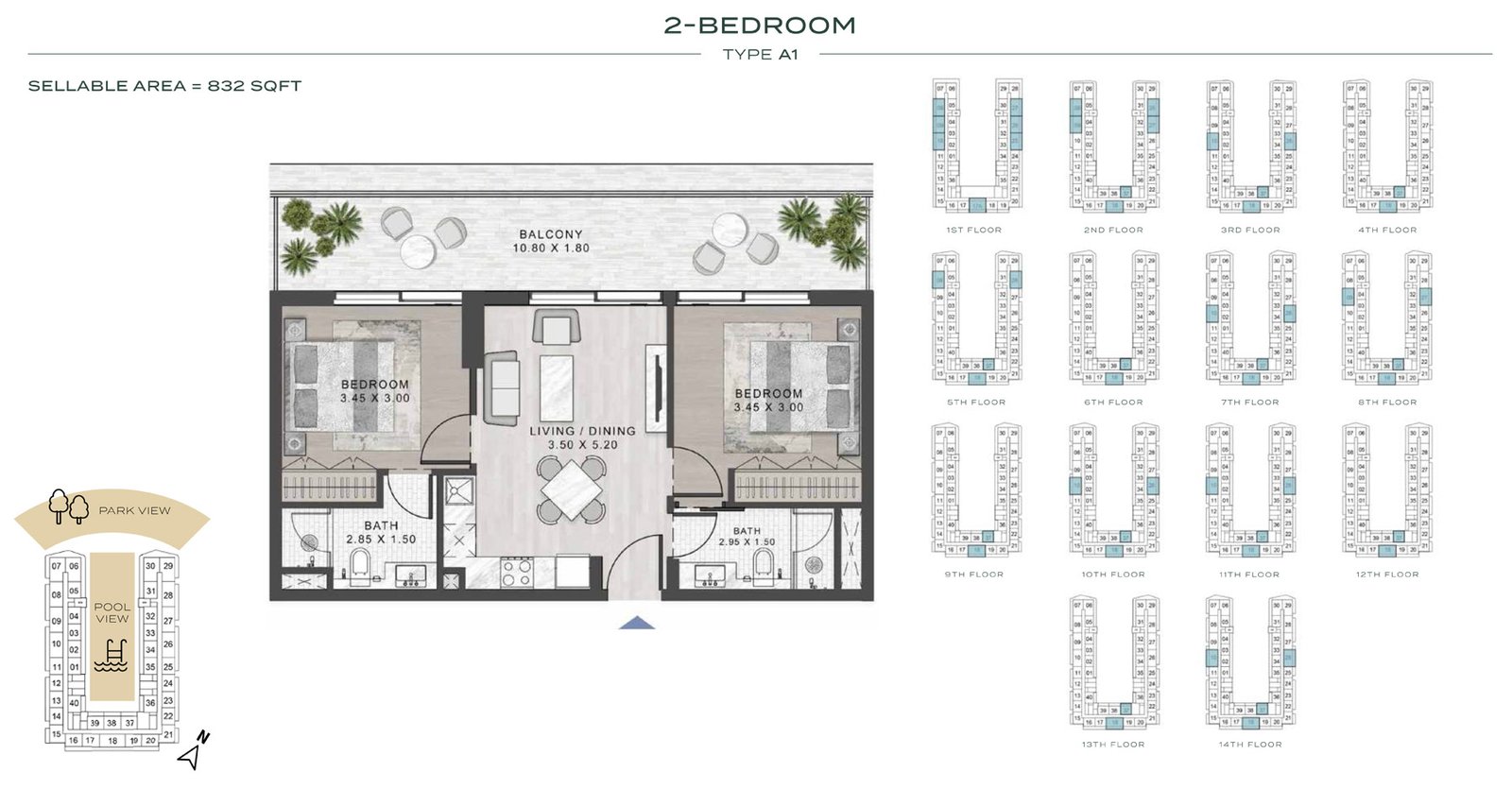 2 Bedroom floor plan