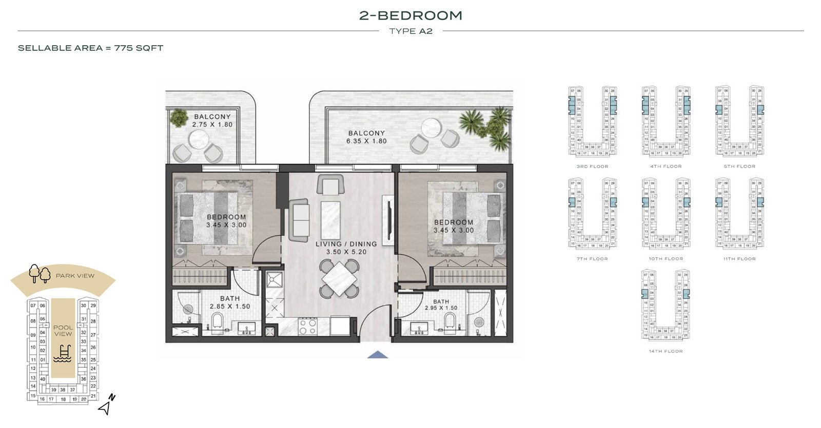2 Bedroom floor plan