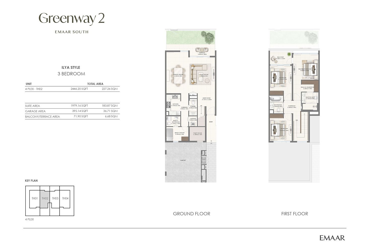 3 Bedrooms + Maid floor plan