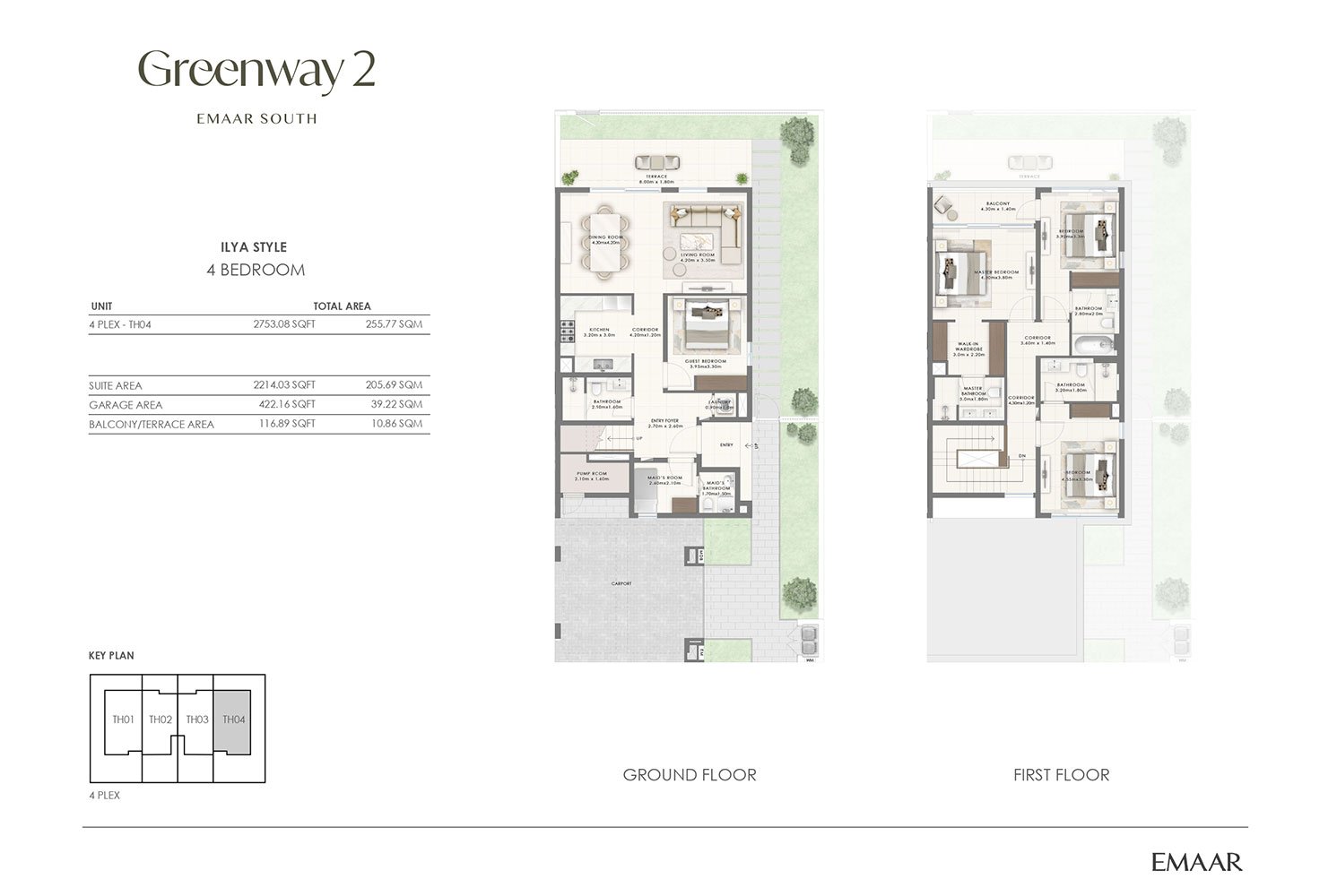 4 Bedrooms + Maid floor plan