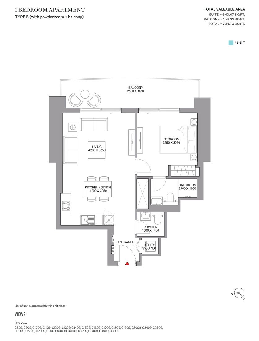 1 Bedroom floor plan