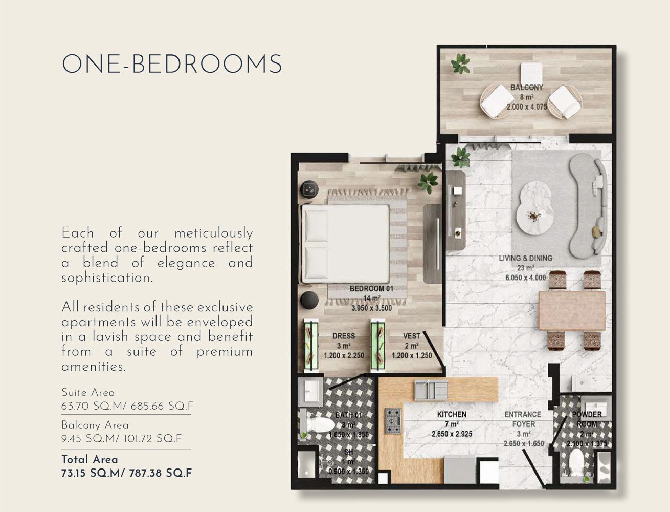 1 Bedroom floor plan