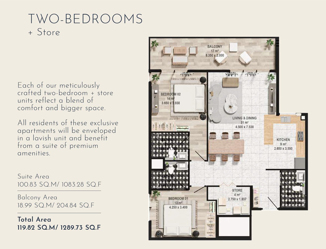 2 Bedroom floor plan