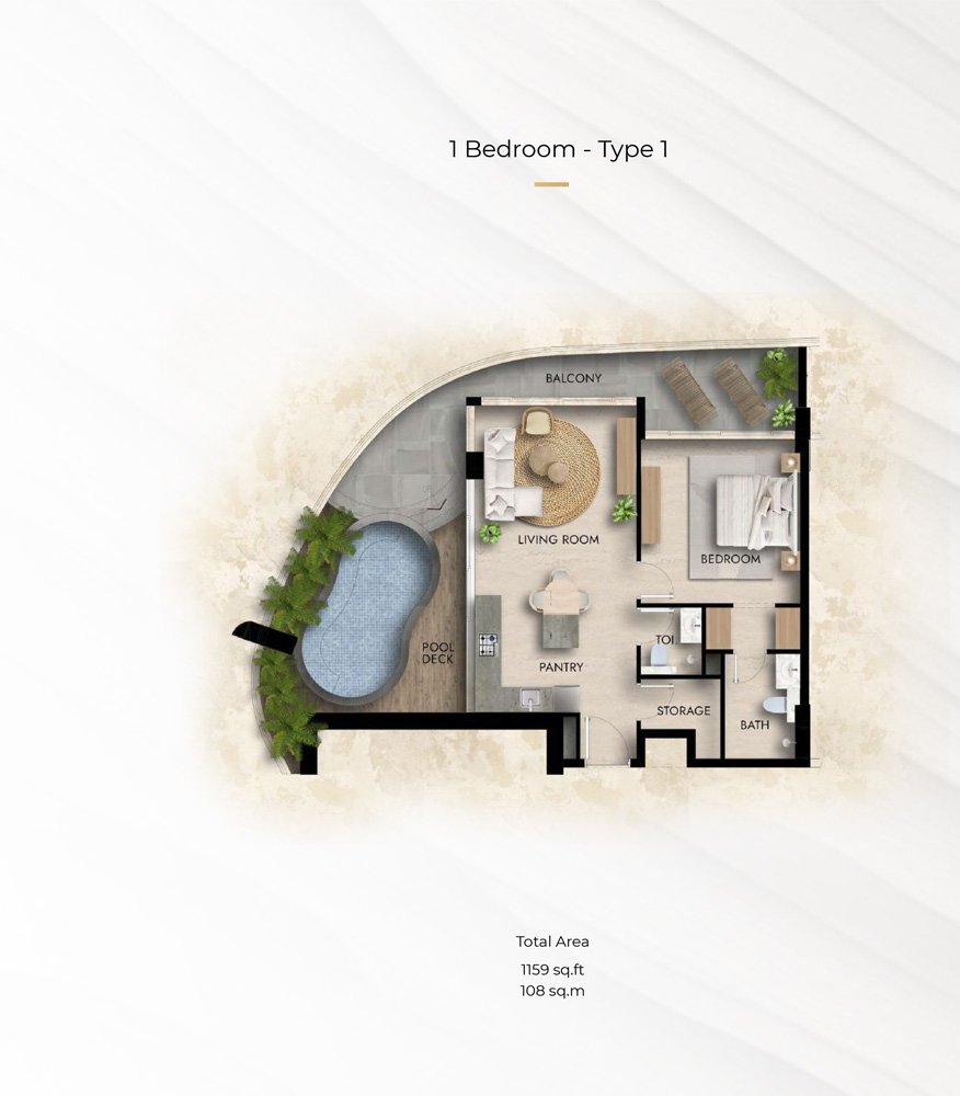 1 Bedroom floor plan