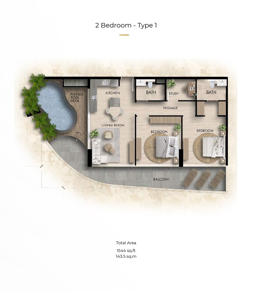 2 Bedroom floor plan