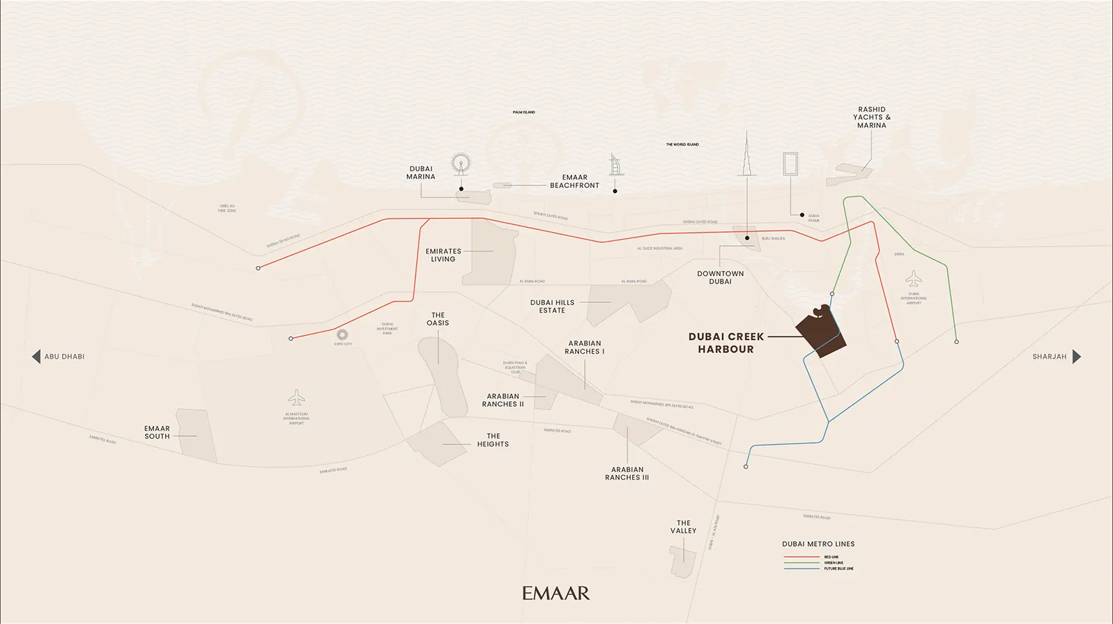 Palace Residences Creek Blue location map