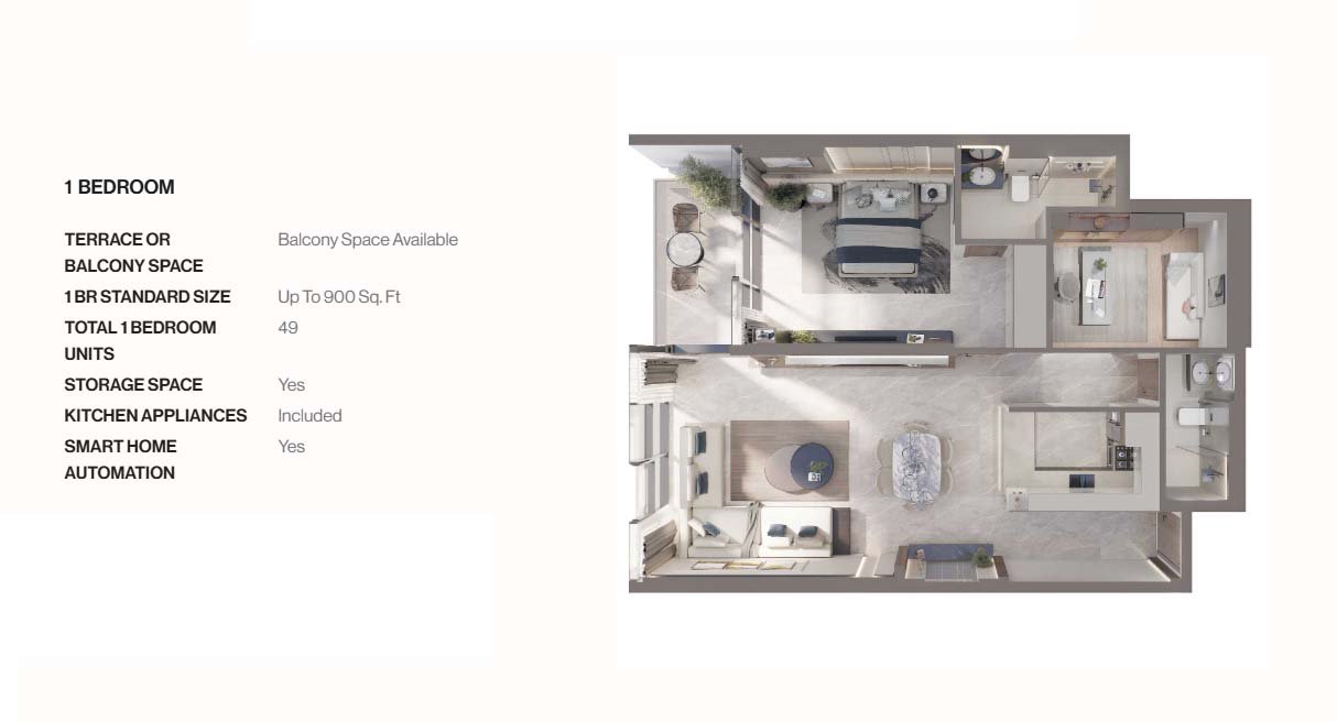1 Bedroom floor plan