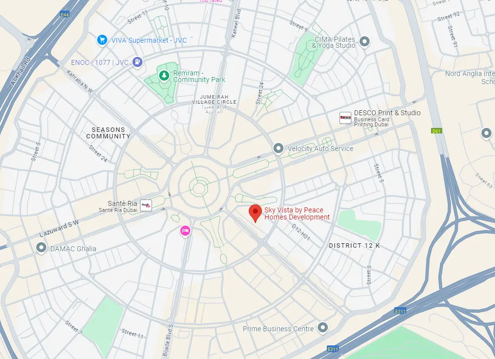 Sky Vista at JVC location map