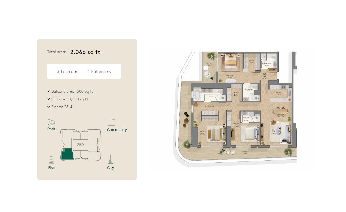 3 Bedroom floor plan
