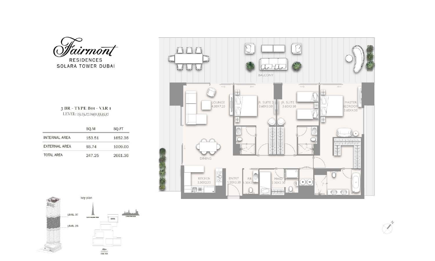 3 Bedrooms + Maid floor plan