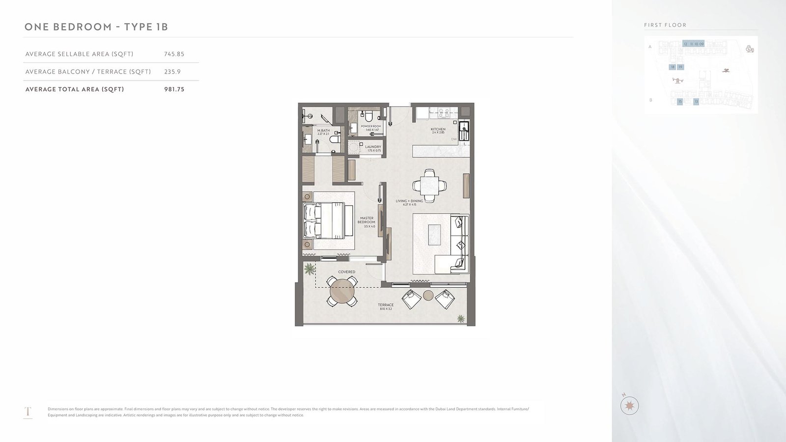 1 Bedroom floor plan