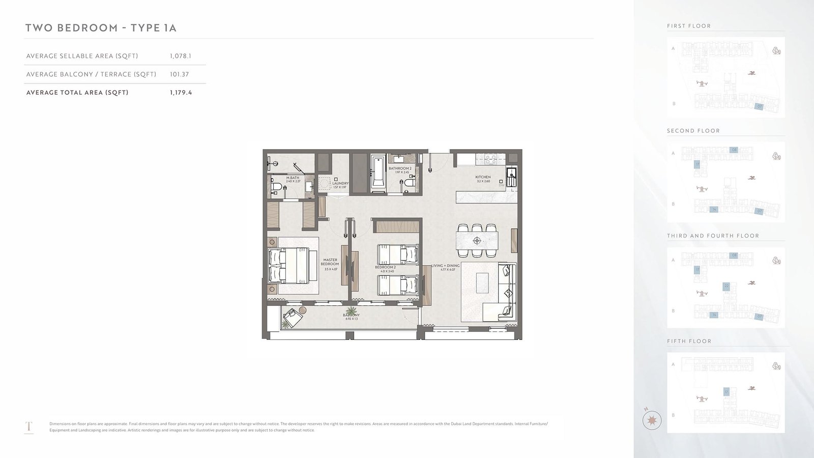 2 Bedrooms floor plan