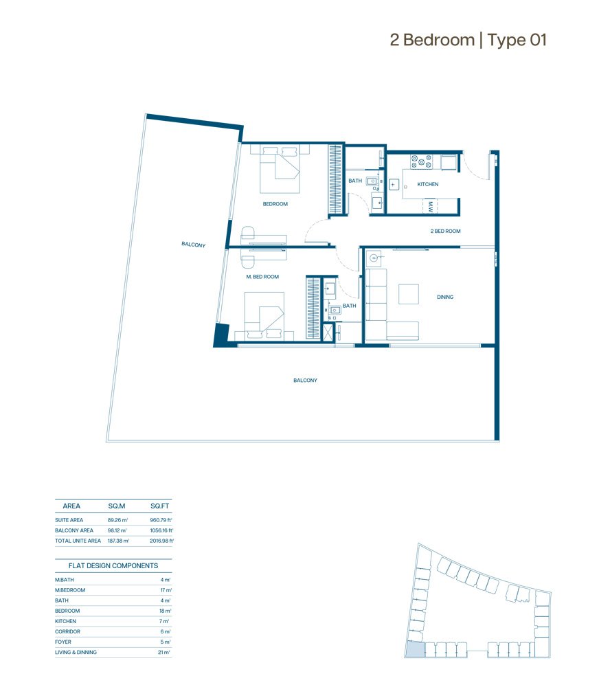 2 Bedroom floor plan