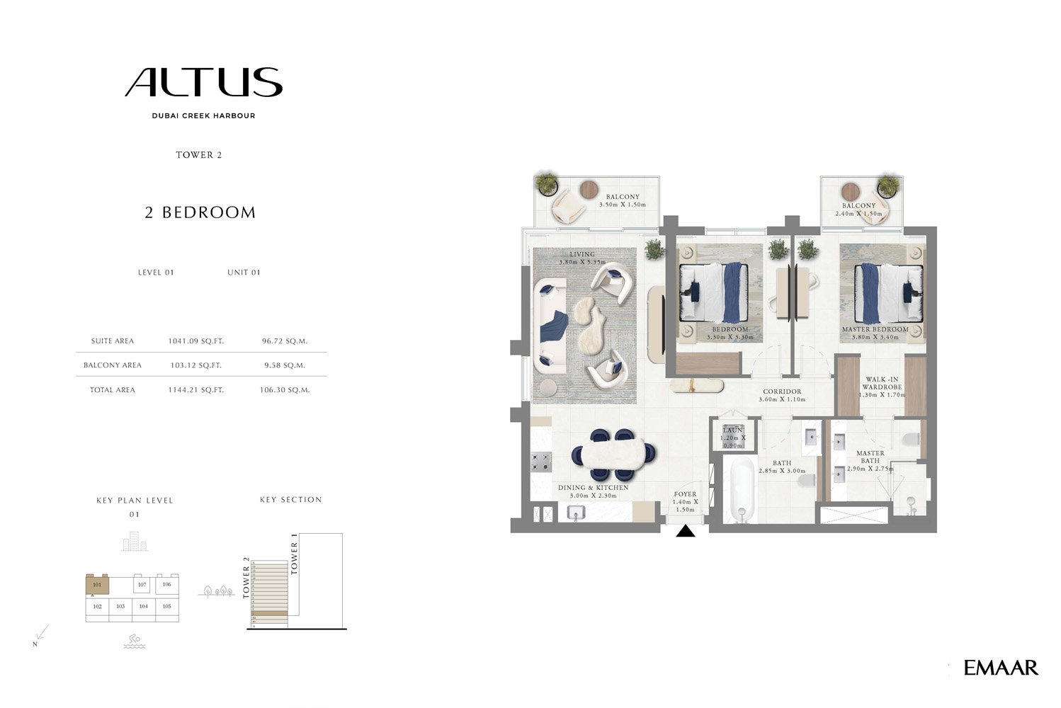 2 Bedrooms floor plan