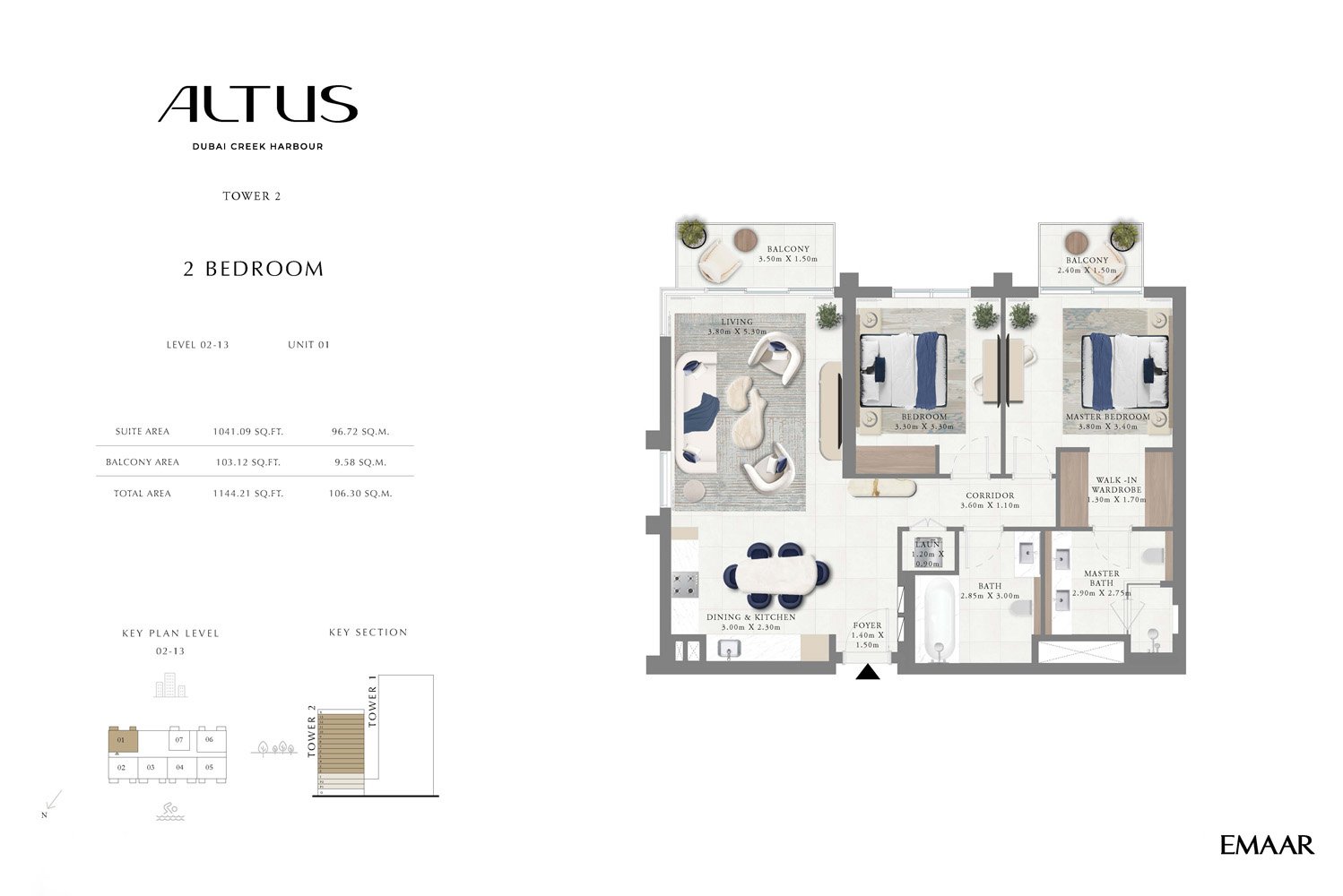 2 Bedrooms floor plan