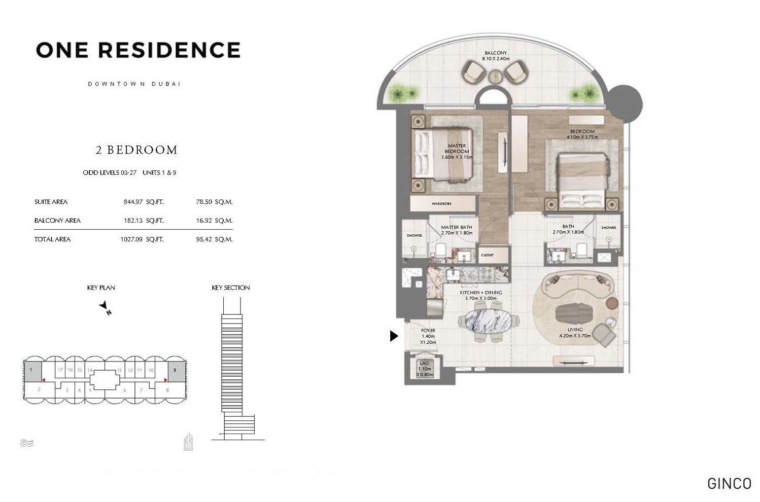 2 Bedrooms floor plan