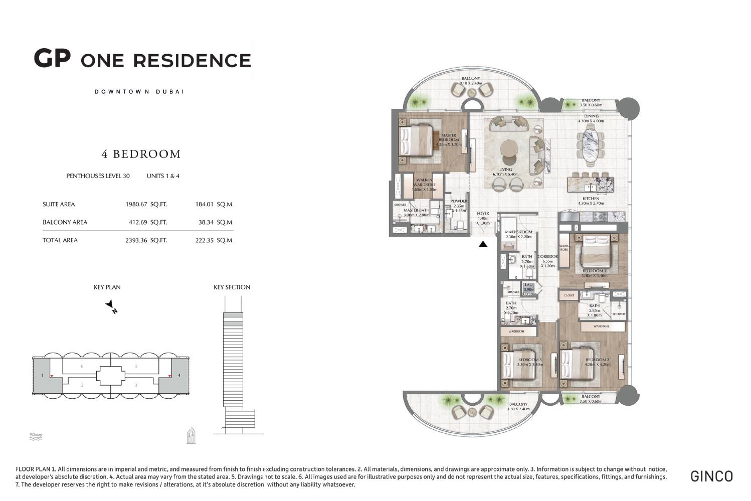 4 Bedrooms + Maid floor plan