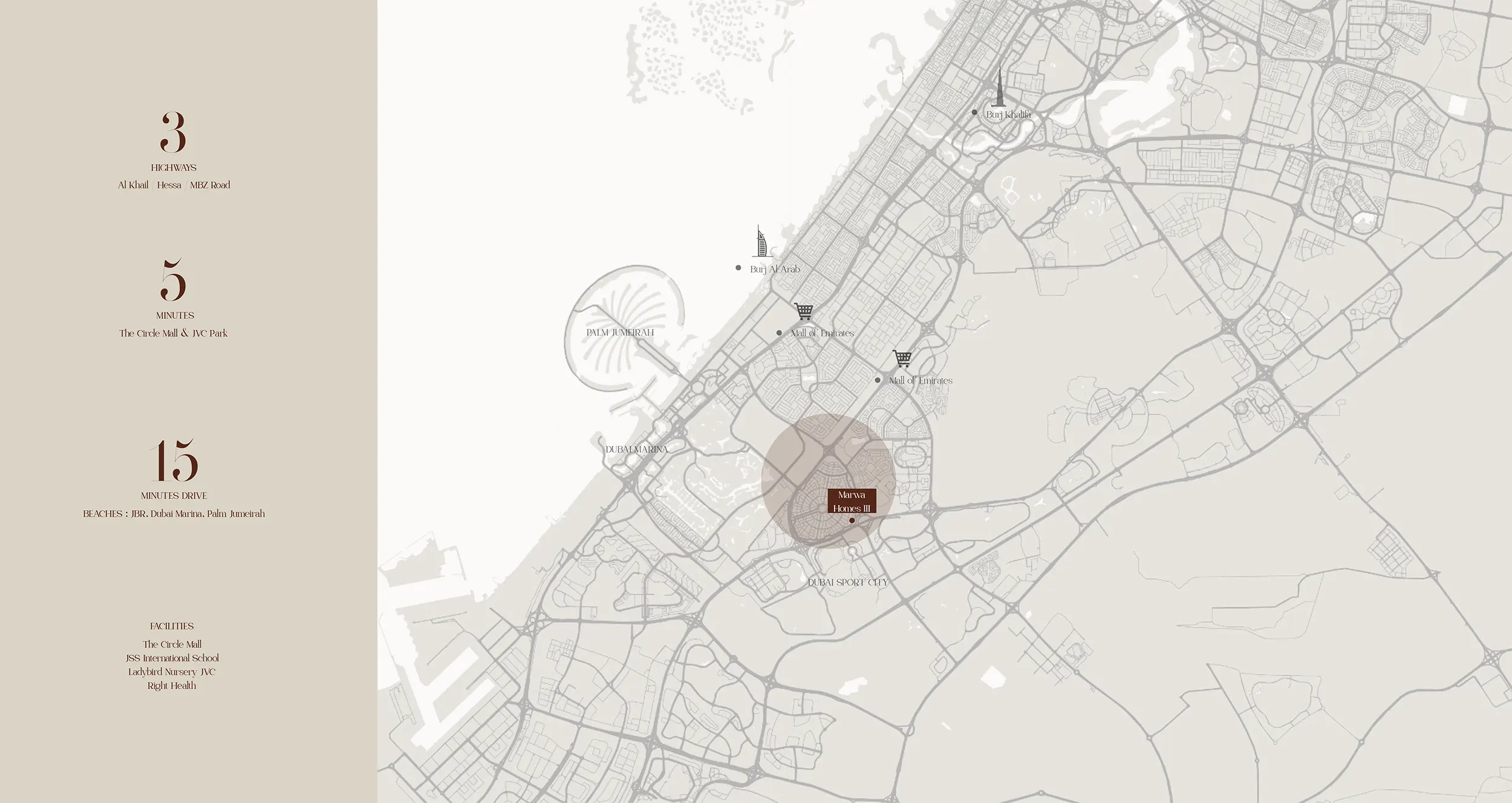 Marwa Homes 3 at JVC location map