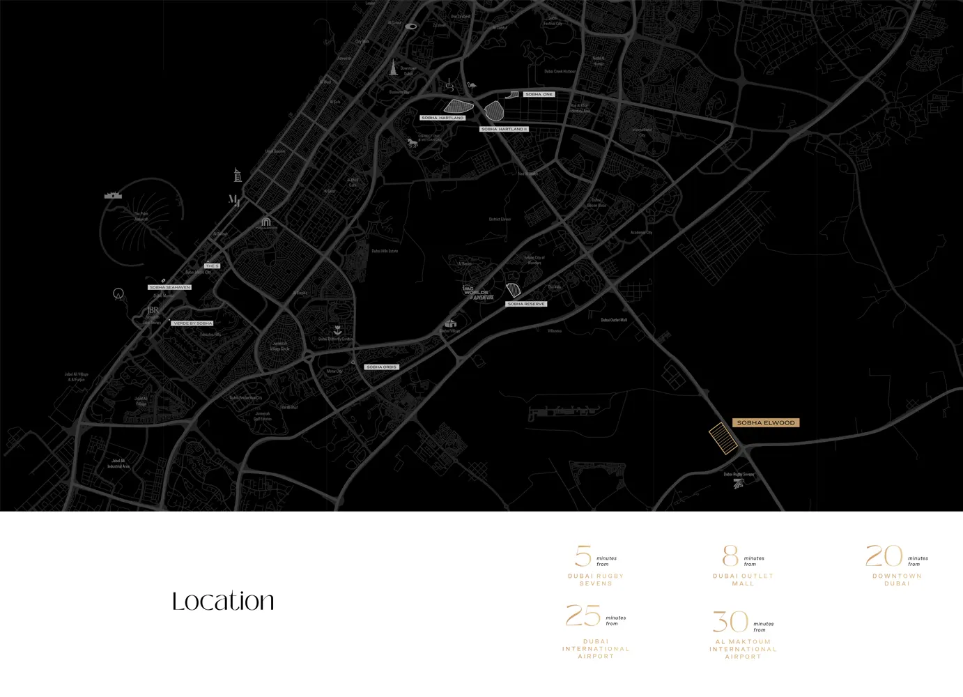 Sobha Elwood at Dubailand location map