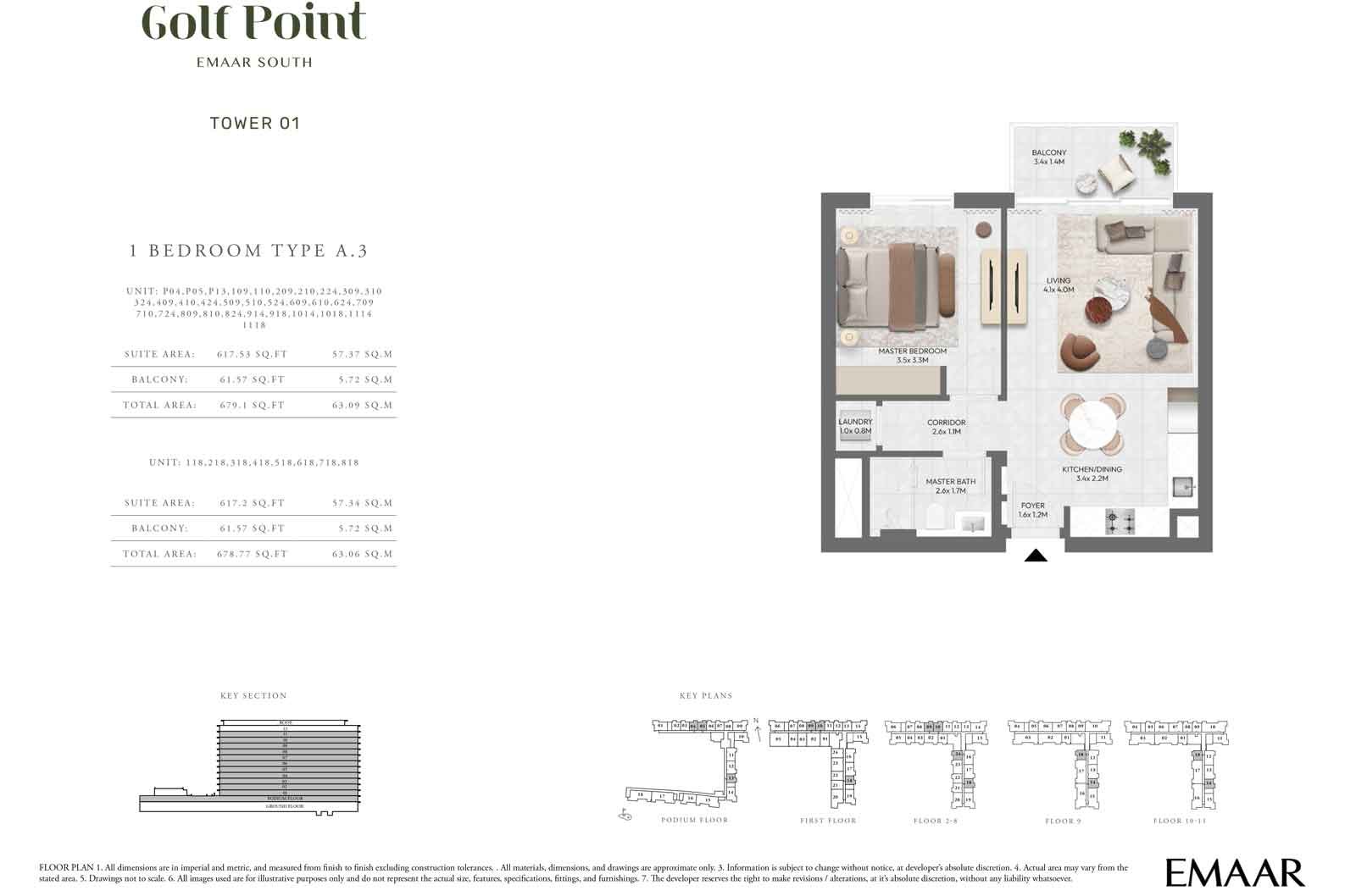 1 Bedroom floor plan