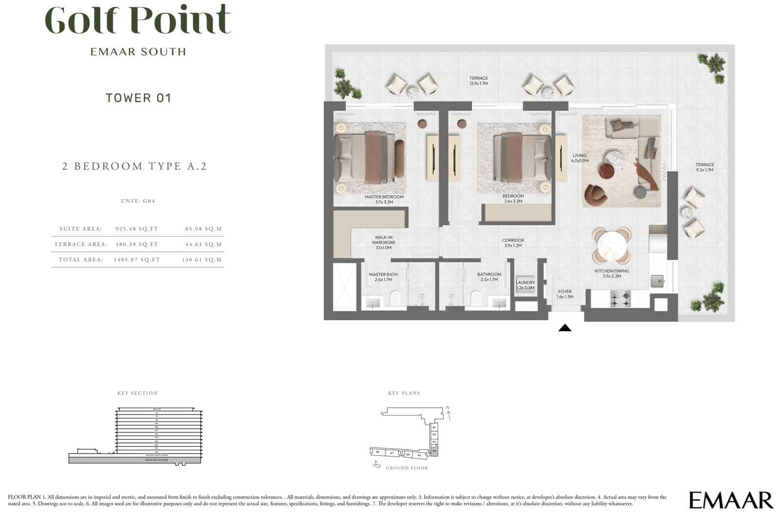 2 Bedrooms floor plan