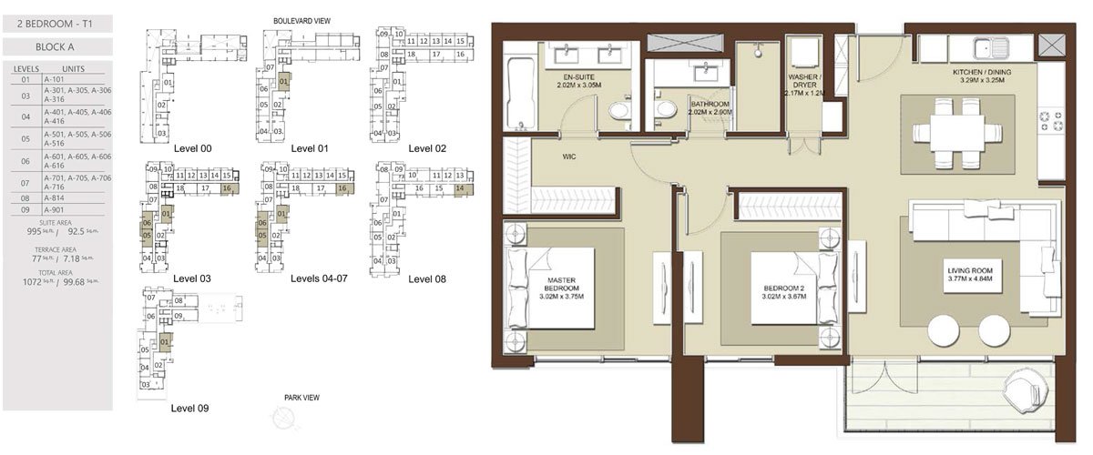3 Bedrooms floor plan