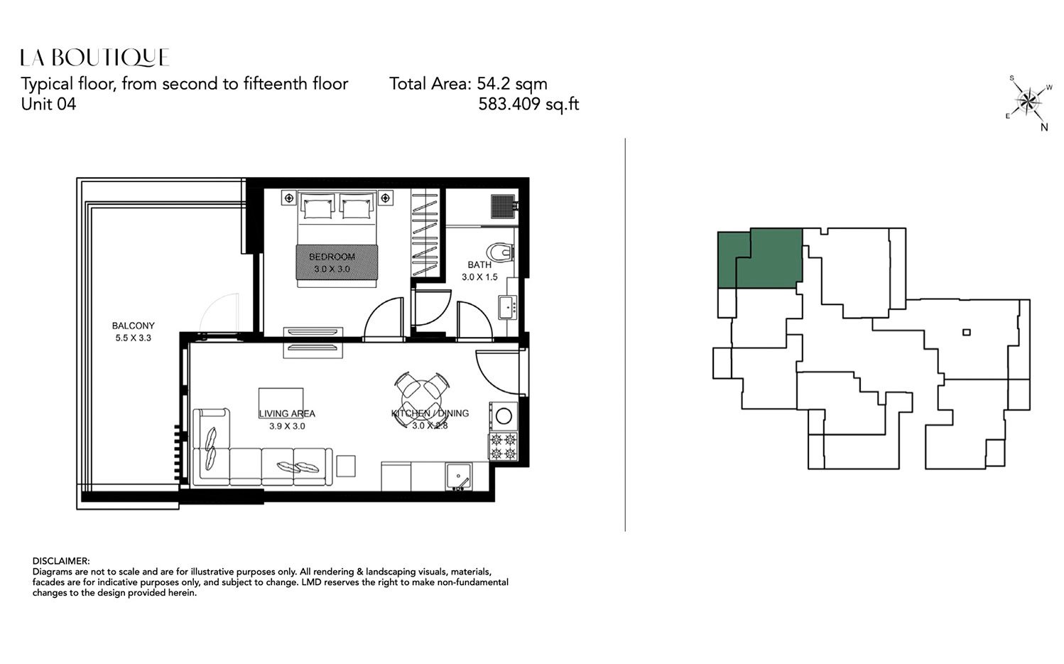 1 Bedroom floor plan