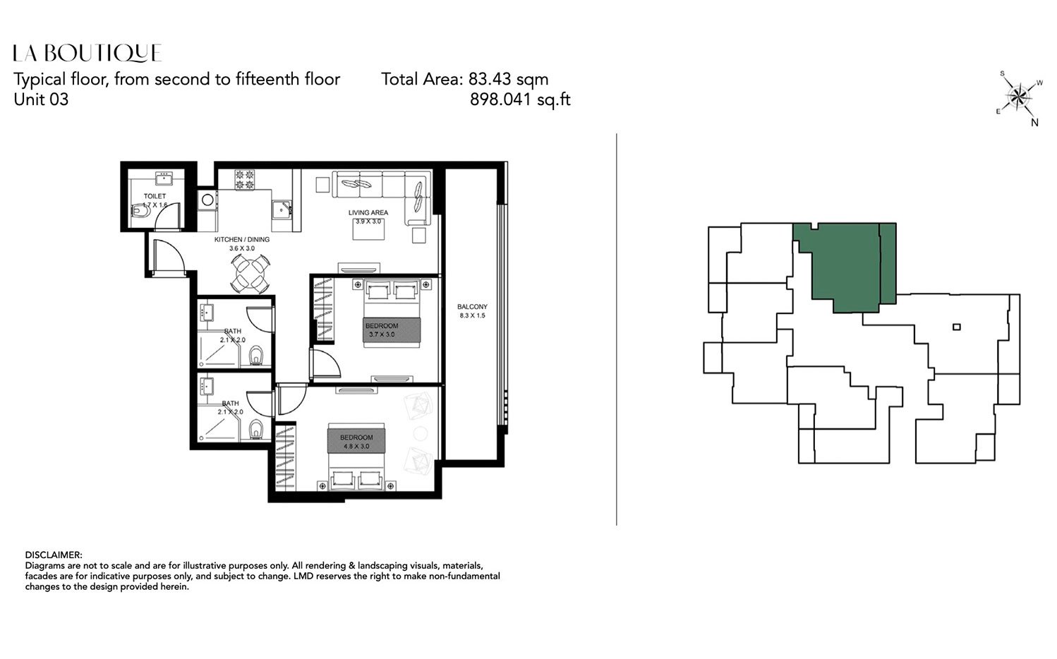 2 Bedrooms floor plan