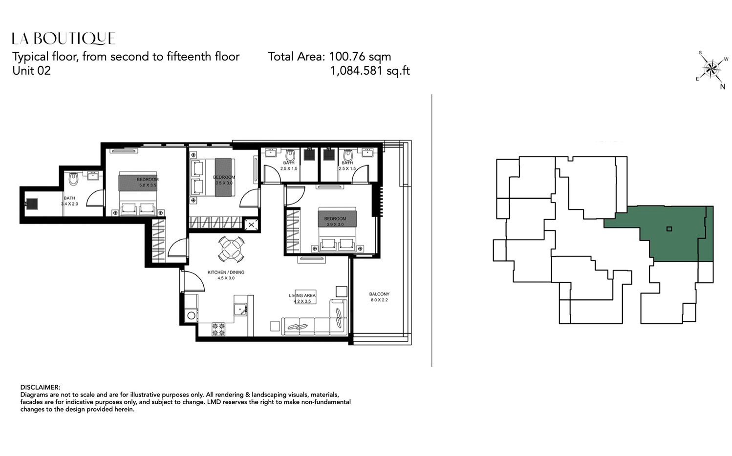 3 Bedrooms floor plan