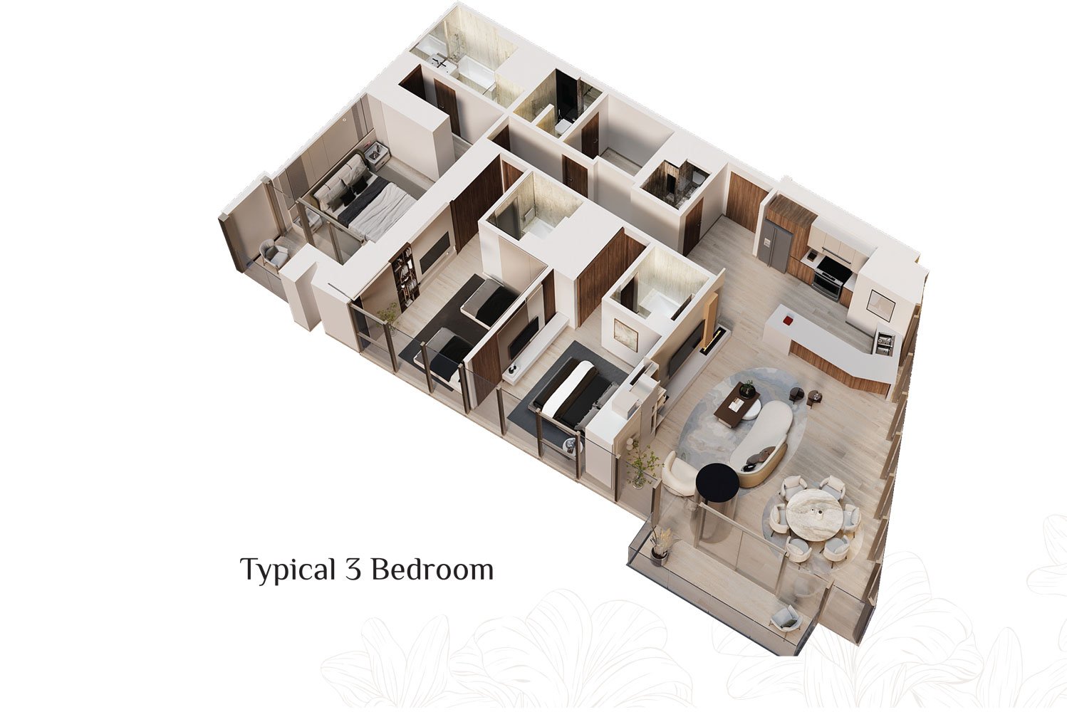 3 Bedrooms floor plan