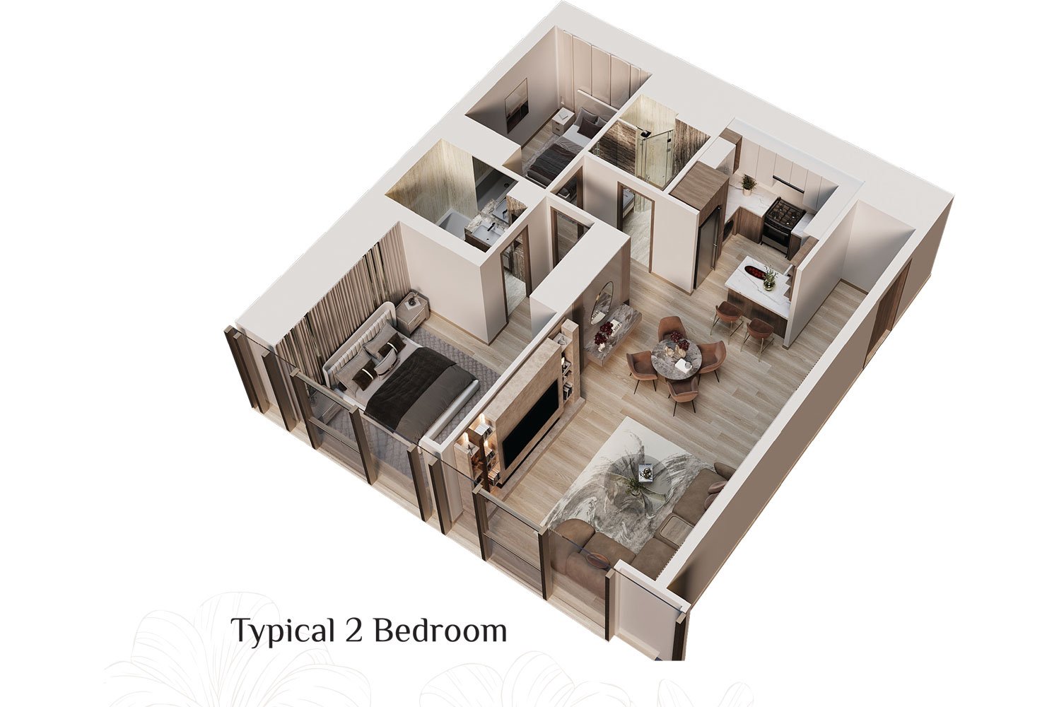 2 Bedrooms floor plan