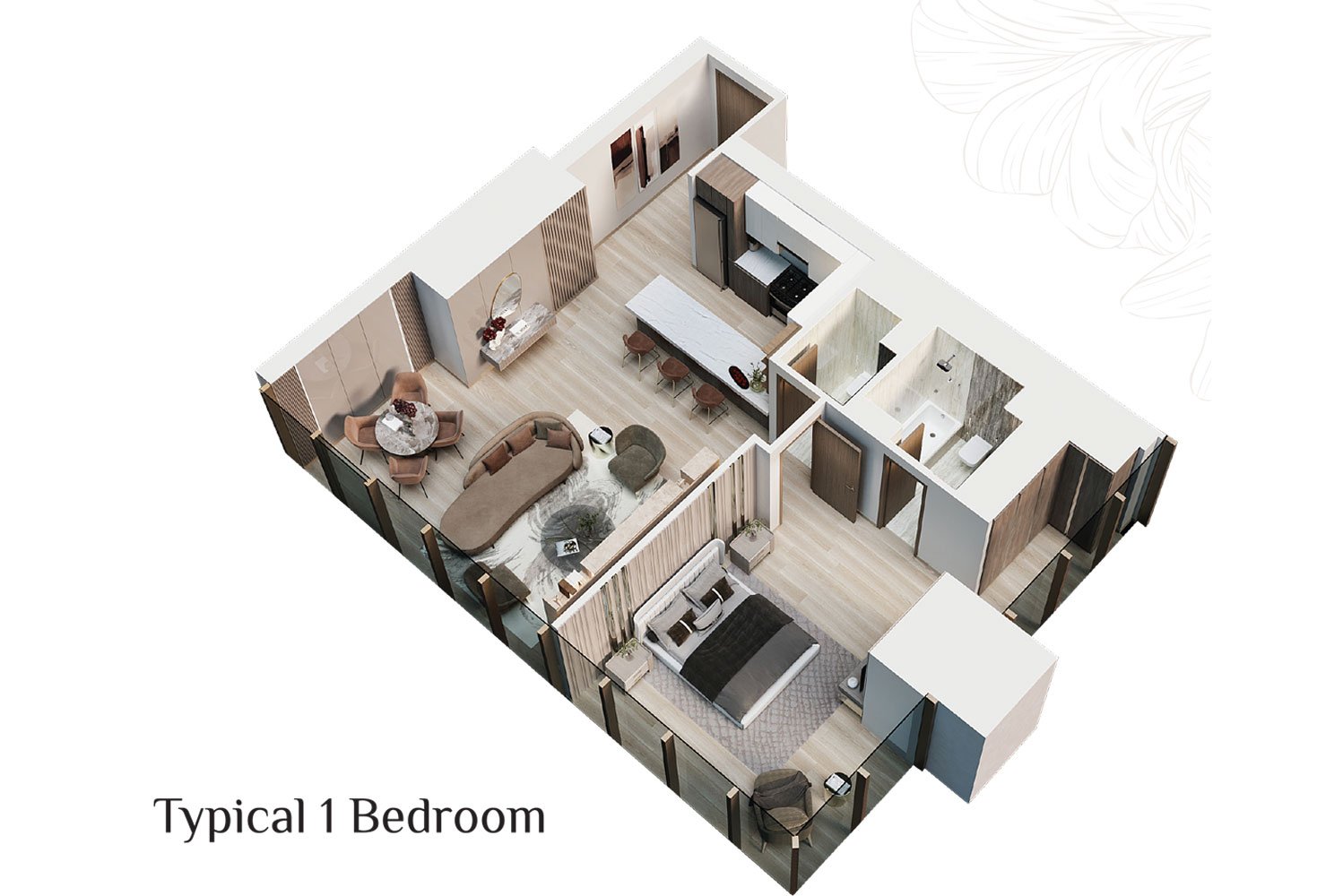 1 Bedroom floor plan