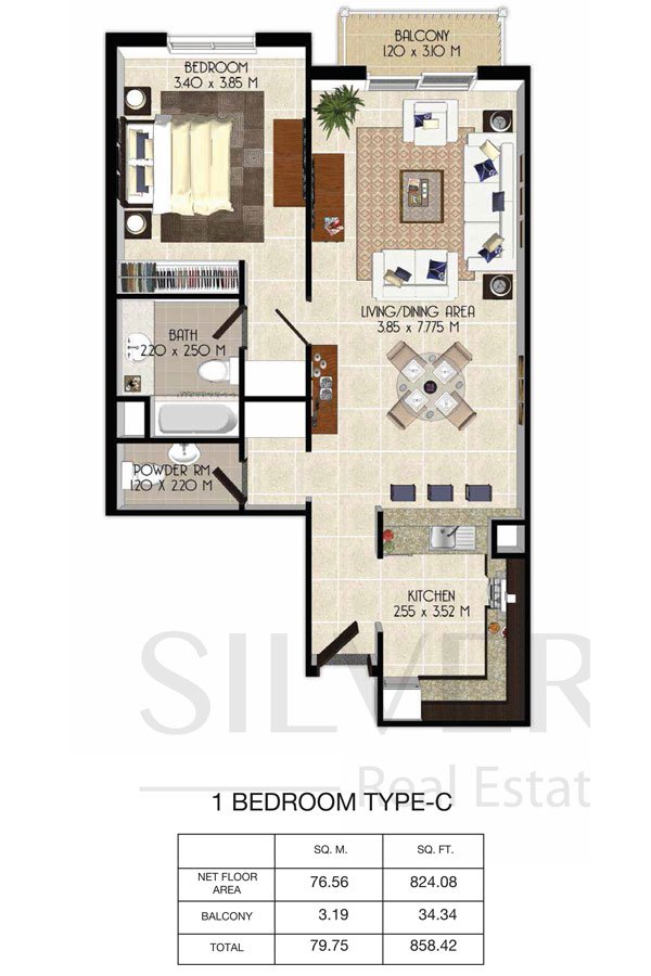 1 Bedroom floor plan