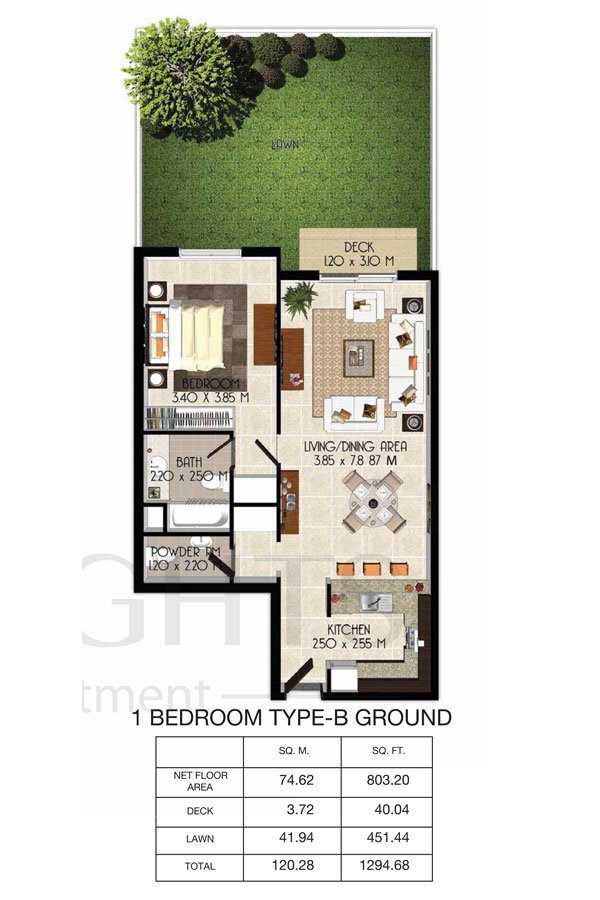 1 Bedroom floor plan