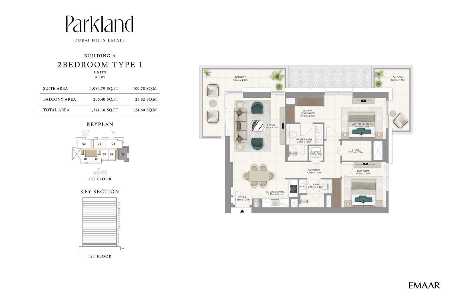 2 Bedrooms floor plan
