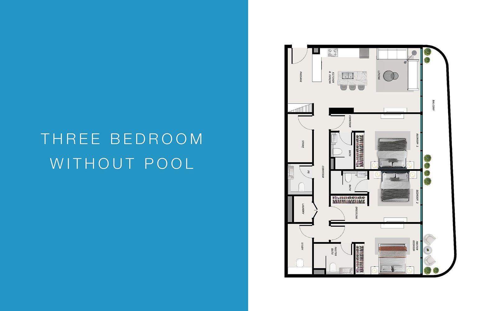 3 Bedroom floor plan