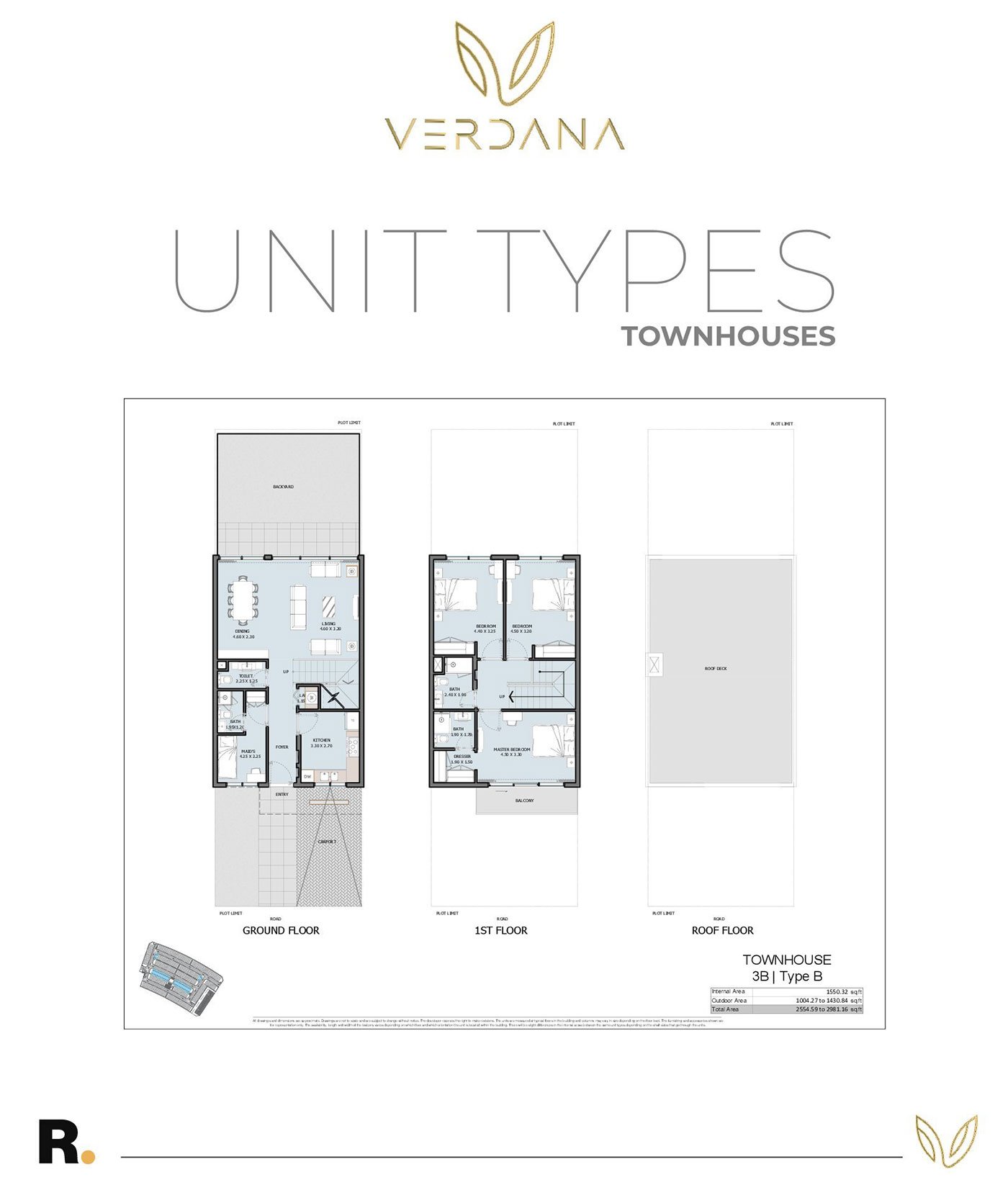 3 Bedrooms + Maid floor plan